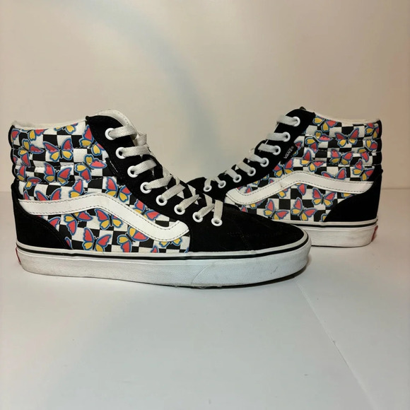 VANS “Filmore Hi” Butterfly Checkerboard High Top Shoes Women’s Sneakers Sz 9.5 - Picture 4 of 9